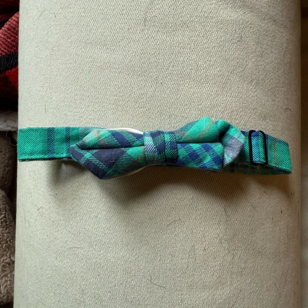 J. Crew Boys Teal and Navy Plaid Bow Tie